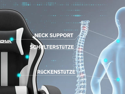 Gaming chair with Massage Ergonomic Desk chair Footrest Headrest Rotary chair for office and Gamers
