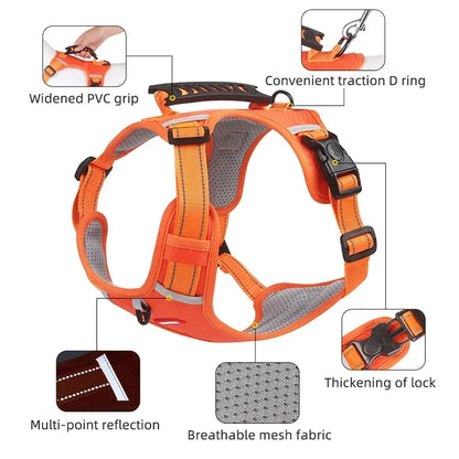 Adjustable Reflective Dog Harness Breathable Pet Vest with Handle Tactical Chest Strap Harness for Outdoor Use Puppy Supplies