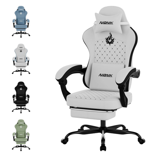 Gaming Chair with Footrest, Ergonomic Computer Chair with Headrest and Lumbar Support，Office Chair with Linkage Armrests