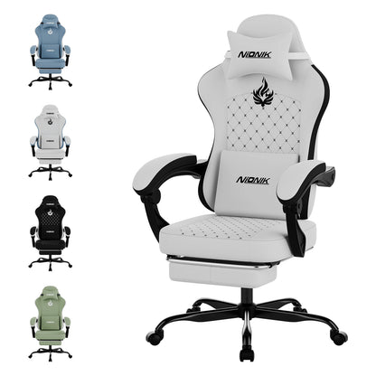 Gaming Chair with Footrest, Ergonomic Computer Chair with Headrest and Lumbar Support，Office Chair with Linkage Armrests