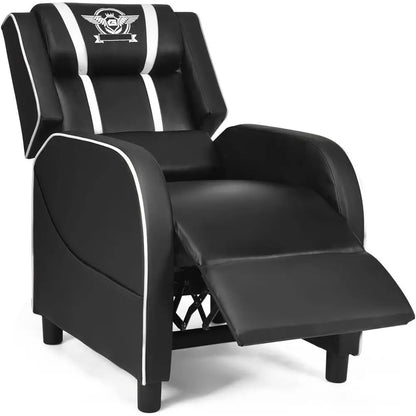 Gaming Recliner Chair with Massage and Footrest, PU Leather Home Theater Seating for Living Room or Gaming Space