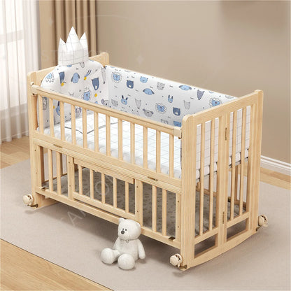 New Fashion 5 in 1 Multifunctional Solid Wood Foldable Baby Cot Adjustable Next to Me Baby Bed Crib