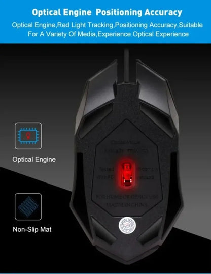 USB LED Colorful Luminous Button Gaming Mouse Wired Mouse For PC Gamer Computer Desktop Laptop Mice DPI1200 RGB Ergonomic Mouse