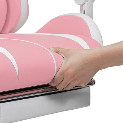 Pink Gaming Chair with Speakers and Led Lights Massage Video Game Chair with Footrest Reclining Computer Gaming Chair for Girls