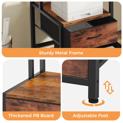 JHK 67In Gaming Computer Desk with 5 Storage Drawers Wood Office Computer Desks with LED Lights Power Outlets for Office Bedroom