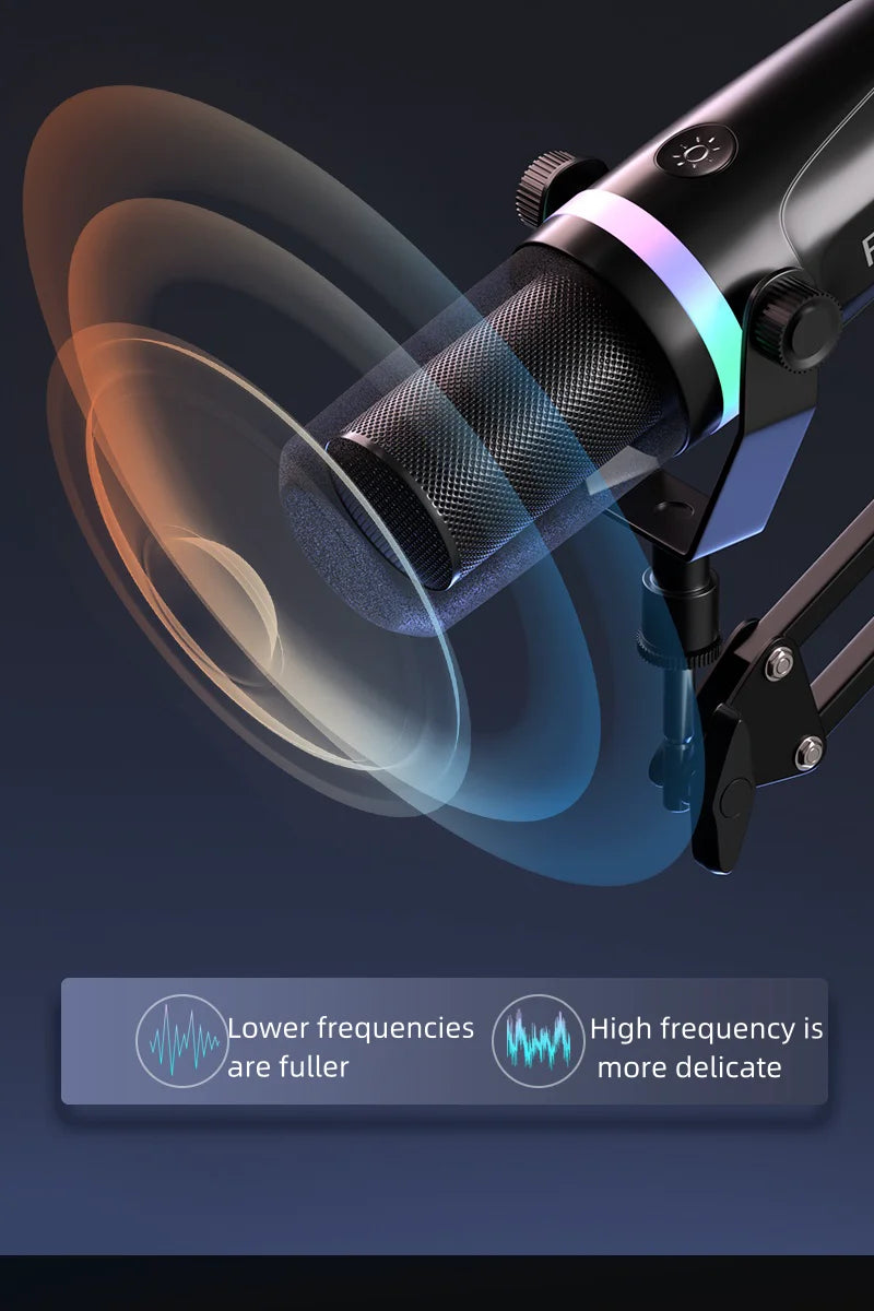 Bluedio S3000 USB/XLR Dynamic Microphone With Headphone Jack/RGB/Mute for Mixer PC Gaming Recording Streaming PS5/4 AmpliGame