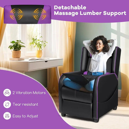 Ergonomic PU Leather Gaming Recliner Chair with Footrest, Adjustable Living Room Recliner for Home Theater