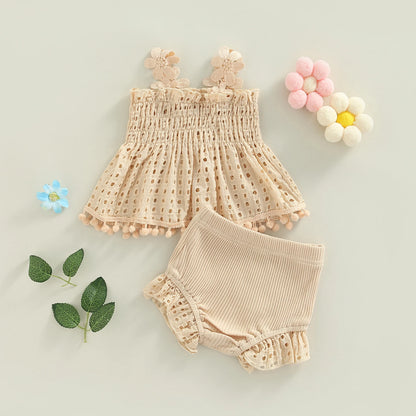 Ma&Baby 0-18M Baby Girls Clothes Sets Newborn Infant Toddler Summer Lace Floarl Sleeveless Tops Shorts Outfits