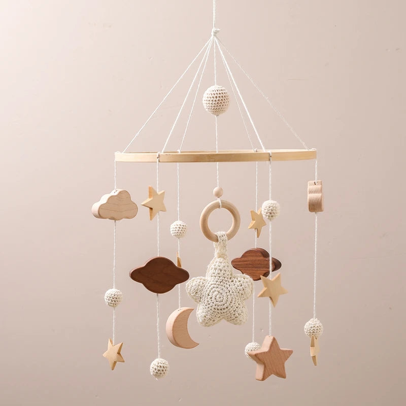 Baby Wooden Crib Mobile Bed Bell Hanging Rattle Toy Newborn Music Box Bed Bell Hanging Toys Holder Bracket Infant Crib Baby Gift