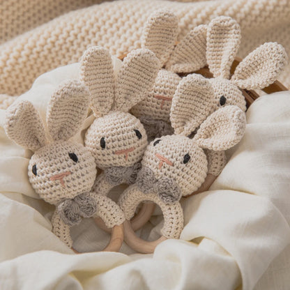 1Pc Customized Baby Teether Wooden Bracelet Crochet Rattle Toys BPA Free Crochet Lemon Bunny Rodent Rattle Newborn Toys Gift