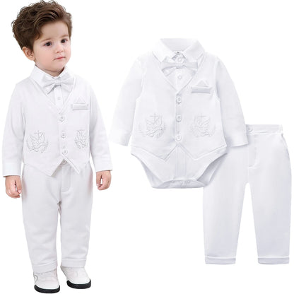 Baby Boy Christening Outfit Infant Baptism Easter Blessing Suit Toddler Wedding Chritmas Xmas Formal Ring Bearer Clothes Set