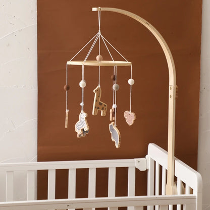 Baby Wooden Crib Mobile Bed Bell Hanging Rattle Toy Newborn Music Box Bed Bell Hanging Toys Holder Bracket Infant Crib Baby Gift