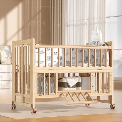 New Fashion 5 in 1 Multifunctional Solid Wood Foldable Baby Cot Adjustable Next to Me Baby Bed Crib