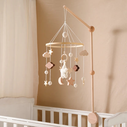 Baby Wooden Crib Mobile Bed Bell Hanging Rattle Toy Newborn Music Box Bed Bell Hanging Toys Holder Bracket Infant Crib Baby Gift