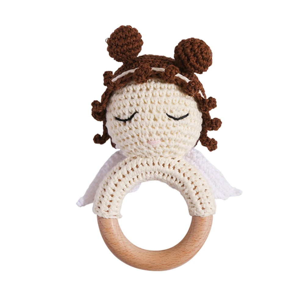 1Pc Customized Baby Teether Wooden Bracelet Crochet Rattle Toys BPA Free Crochet Lemon Bunny Rodent Rattle Newborn Toys Gift