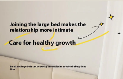 Removable Baby Cradle Bed Large Foldable Wood Crib Height Adjustment Splicing Anti-Spill Milk Feature for Living Room