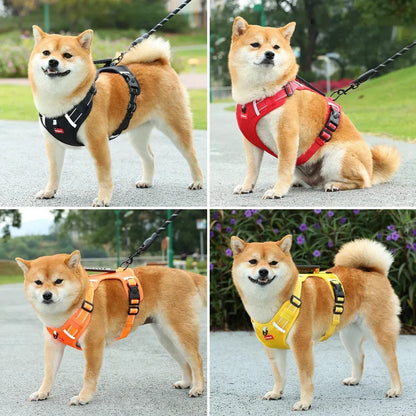 Adjustable Reflective Dog Harness Breathable Pet Vest with Handle Tactical Chest Strap Harness for Outdoor Use Puppy Supplies