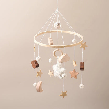 Baby Wooden Crib Mobile Bed Bell Hanging Rattle Toy Newborn Music Box Bed Bell Hanging Toys Holder Bracket Infant Crib Baby Gift