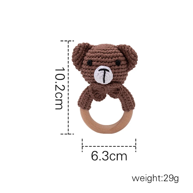 1Pc Customized Baby Teether Wooden Bracelet Crochet Rattle Toys BPA Free Crochet Lemon Bunny Rodent Rattle Newborn Toys Gift