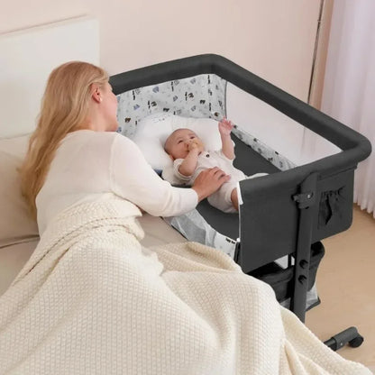 Baby Bassinet, Baby Basinet Bedside Sleeper, Easy to Fold Portable Crib Side Bassinet Style Girl/boy bassinets (Dark Gra