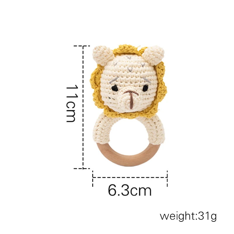 1Pc Customized Baby Teether Wooden Bracelet Crochet Rattle Toys BPA Free Crochet Lemon Bunny Rodent Rattle Newborn Toys Gift