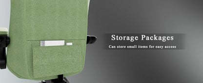 Ergonomic Gaming Chair with Pocketed Spring Cushion, Breathable Fabric Computer Chair with Footrest, Adjustable Lumbar Support V