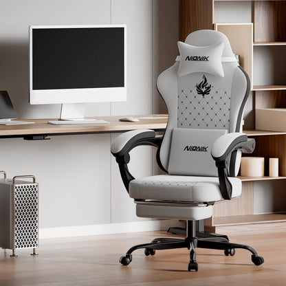 Gaming Chair with Footrest, Ergonomic Computer Chair with Headrest and Lumbar Support，Office Chair with Linkage Armrests