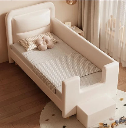 Solid Wood Children's Splicing Bed Crib with Wide Guardrail Cartoon Splicing Bed Boy Girl Bed