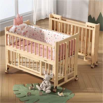 New Fashion 5 in 1 Multifunctional Solid Wood Foldable Baby Cot Adjustable Next to Me Baby Bed Crib