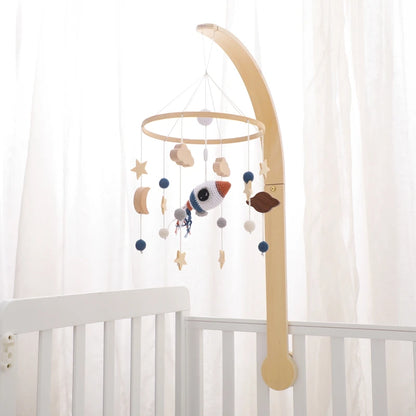 Baby Wooden Crib Mobile Bed Bell Hanging Rattle Toy Newborn Music Box Bed Bell Hanging Toys Holder Bracket Infant Crib Baby Gift