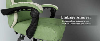 Ergonomic Gaming Chair with Pocketed Spring Cushion, Breathable Fabric Computer Chair with Footrest, Adjustable Lumbar Support V