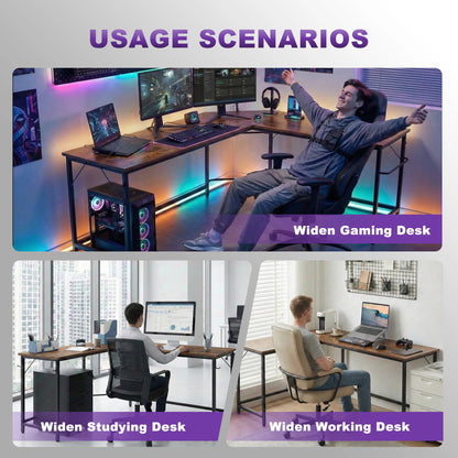 JHK 66 Inch L ShapedCorner Computer Desk Larger Gaming Office Table with Iron Hook CPU Stand for Home Study Writing Work Station