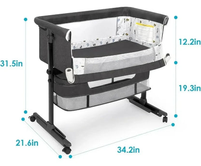 Baby Bassinet, Baby Basinet Bedside Sleeper, Easy to Fold Portable Crib Side Bassinet Style Girl/boy bassinets (Dark Gra