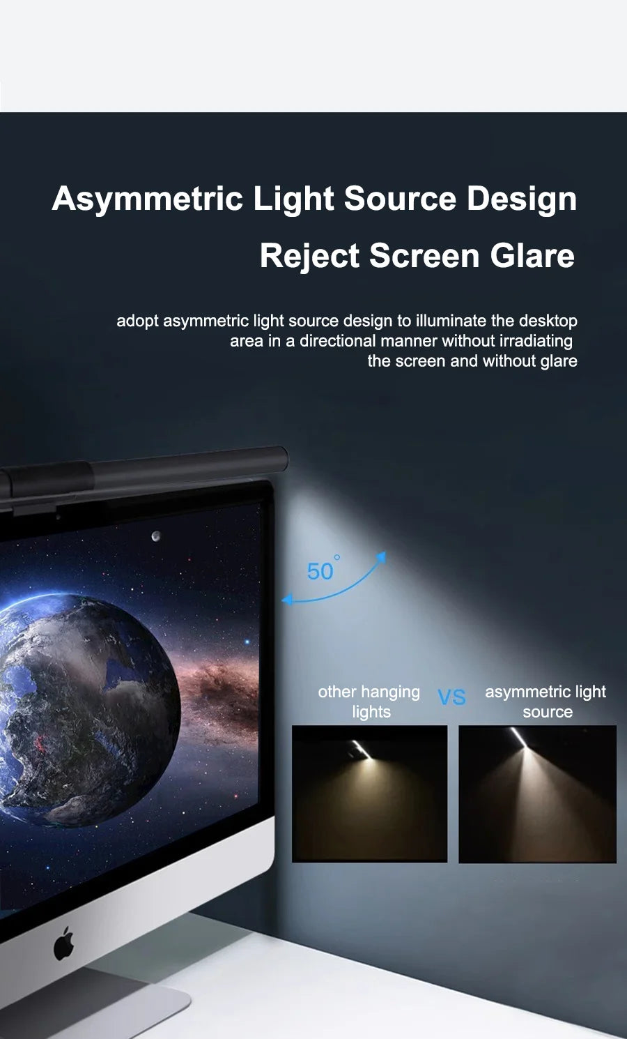 RGB 30cm Monitor Hanging Lamp – Stepless Dimmable LED Screen Bar for Work & Gaming & Study