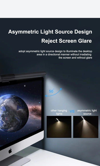 RGB 30cm Monitor Hanging Lamp – Stepless Dimmable LED Screen Bar for Work & Gaming & Study