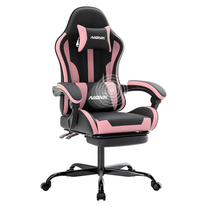 Gaming chair with Massage Ergonomic Desk chair Footrest Headrest Rotary chair for office and Gamers