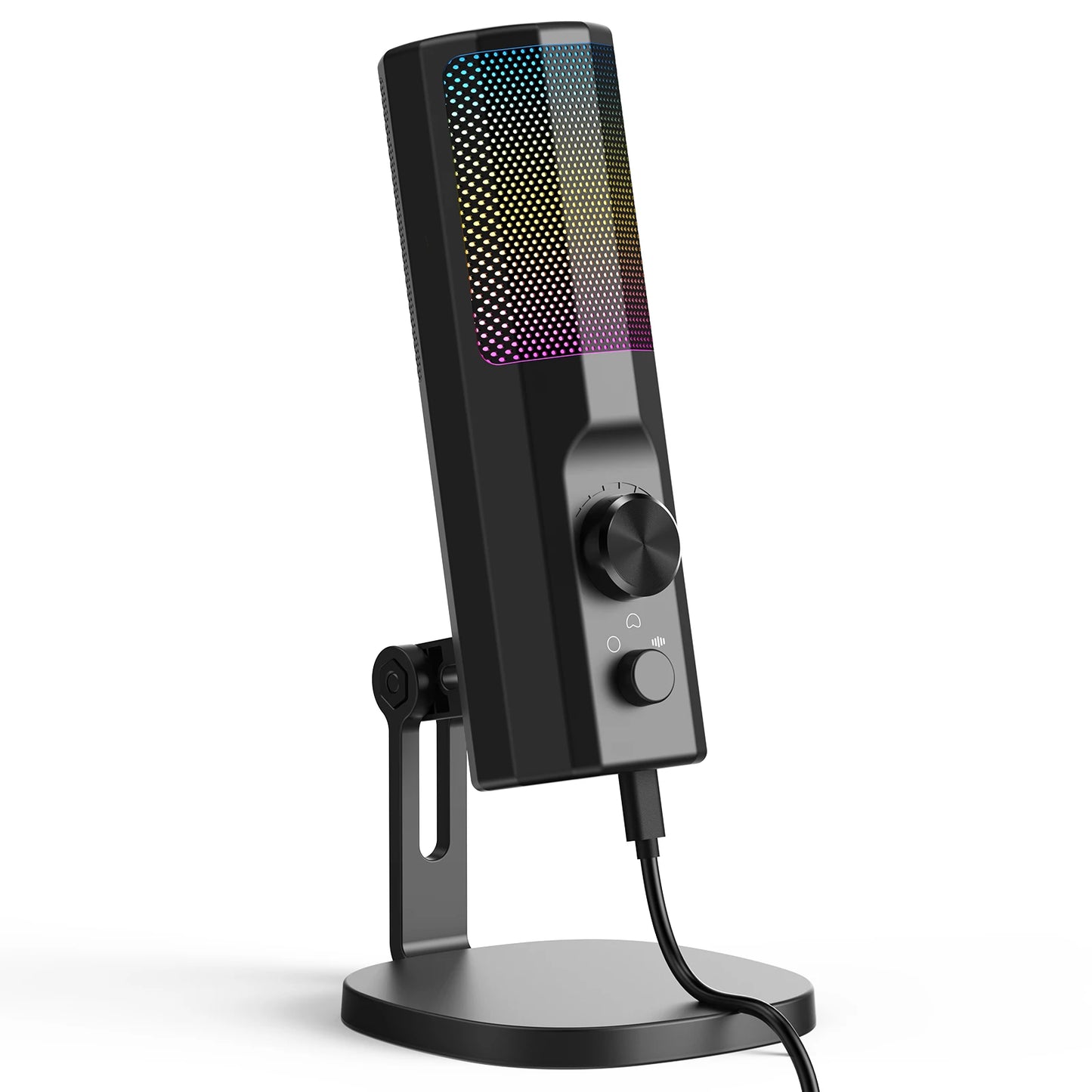 3.5mm Condenser Microphone with ENC Noise Cancelling, RGB LED Lighting, Compatible with PC/PS4/PS5/Mac/Android, Ideal for Stream
