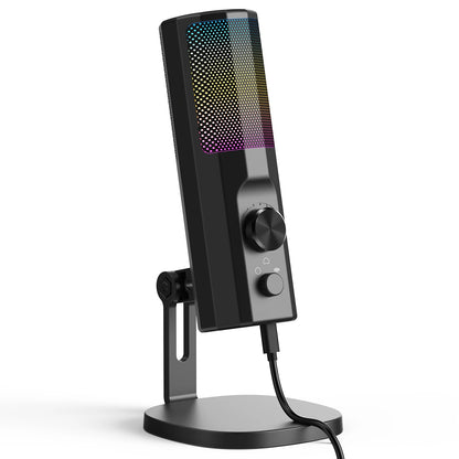 3.5mm Condenser Microphone with ENC Noise Cancelling, RGB LED Lighting, Compatible with PC/PS4/PS5/Mac/Android, Ideal for Stream