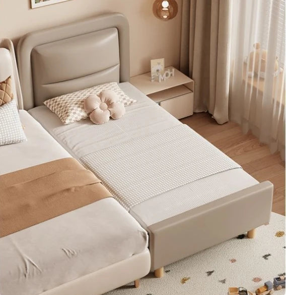 Solid Wood Children's Splicing Bed Crib with Wide Guardrail Cartoon Splicing Bed Boy Girl Bed