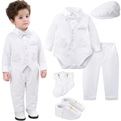 Baby Boy Christening Outfit Infant Baptism Easter Blessing Suit Toddler Wedding Chritmas Xmas Formal Ring Bearer Clothes Set