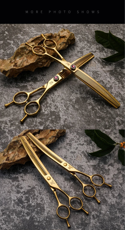Fenice High-end 7.25 inch Professional Pet Dog Grooming Scissors Curved Thinning Chunker Shears for tijeras peluquería canina