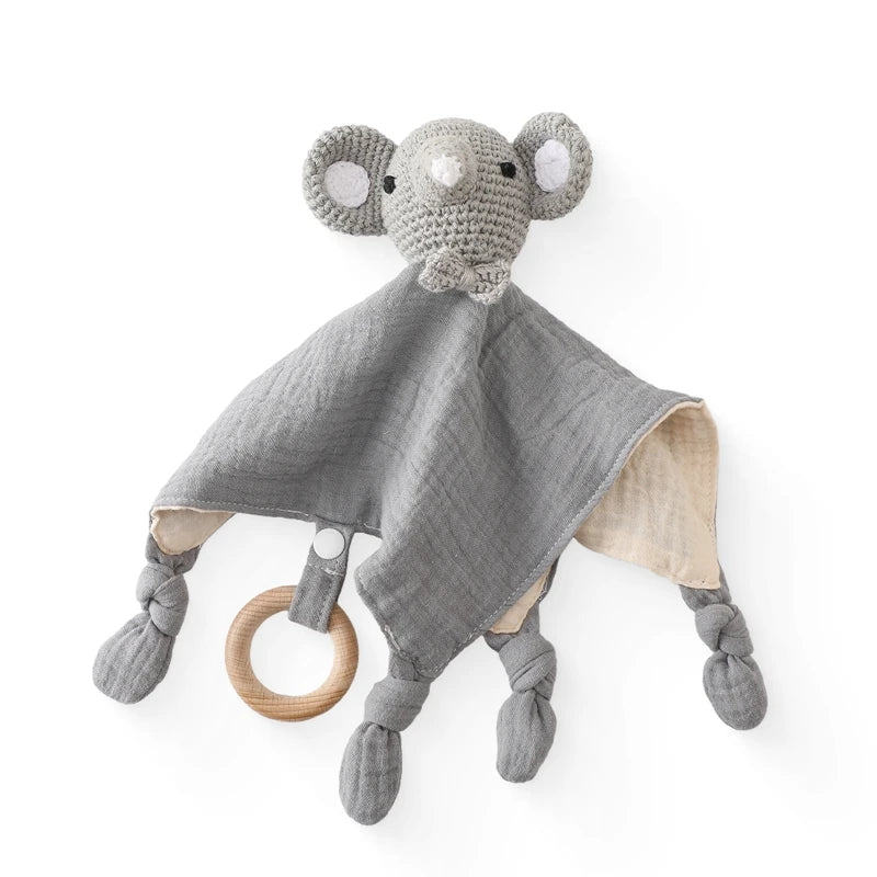 Soft Appease Towel Baby Rattle Crochet Animals Toy Soothe Reassure Sleeping Blankie Towel Lathe Hanging Educational Toddler Toys