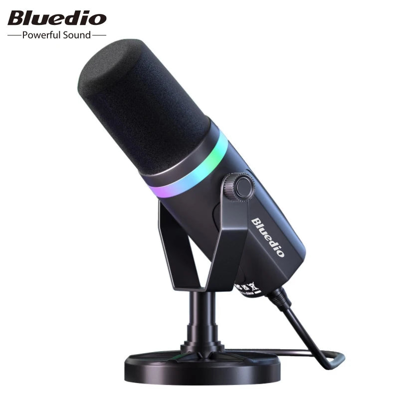 Bluedio S3000 USB/XLR Dynamic Microphone With Headphone Jack/RGB/Mute for Mixer PC Gaming Recording Streaming PS5/4 AmpliGame