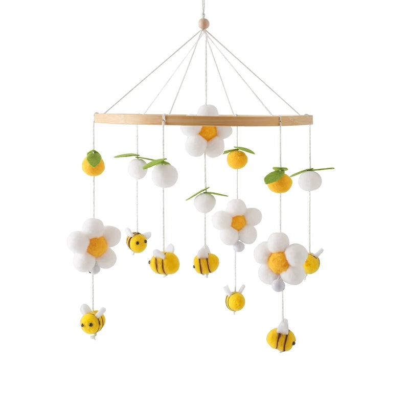 Baby Wooden Crib Mobile Bed Bell Hanging Rattle Toy Newborn Music Box Bed Bell Hanging Toys Holder Bracket Infant Crib Baby Gift