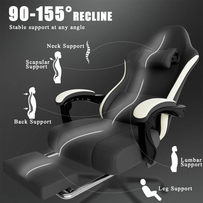 Ergonomic Gaming Chair with Individually Wrapped Spring Cushioning Breathable Fabric Adjustable Lumbar Support for