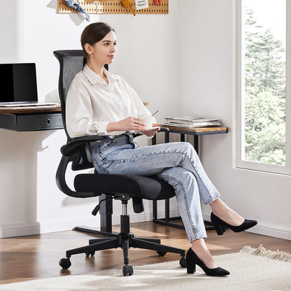JHK Mesh Lumbar Support Office Desk Computer Chair Ergonomic High Back Swivel Rolling Gaming Chairs With Wheels And Flip-up Arms
