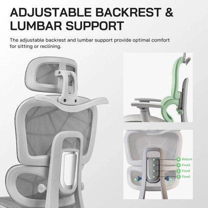 mesh ergonomic office chair with footrest,high back mesh gaming chair with lumbar support,adjustable headrest and armrests for h