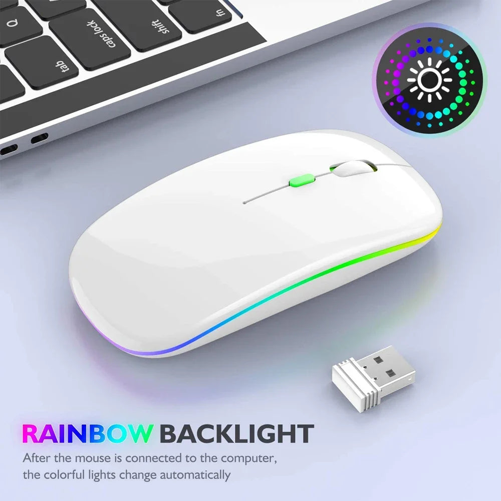 Wireless Mouse Bluetooth--compatible RGB Rechargeable Mouses Wireless Computer Silent Mice LED Backlit Ergonomic Gaming Mouse