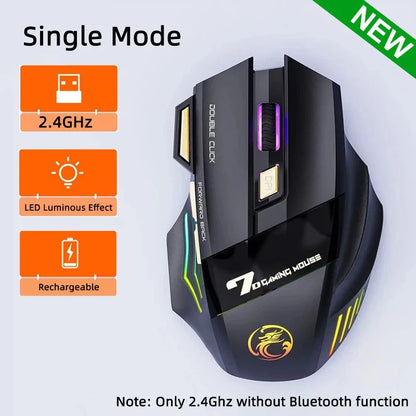 Wireless Gaming Mouse USB IMICE GW-X7 3200DPI Dual Mode Rechargeable 7 Keys 2.4Ghz Silent Mouse Bluetooth 7-color Breathing LED