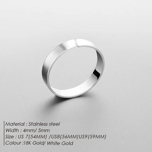 Simple Plain Aperture Titanium Steel Ring Adjustable Personalized